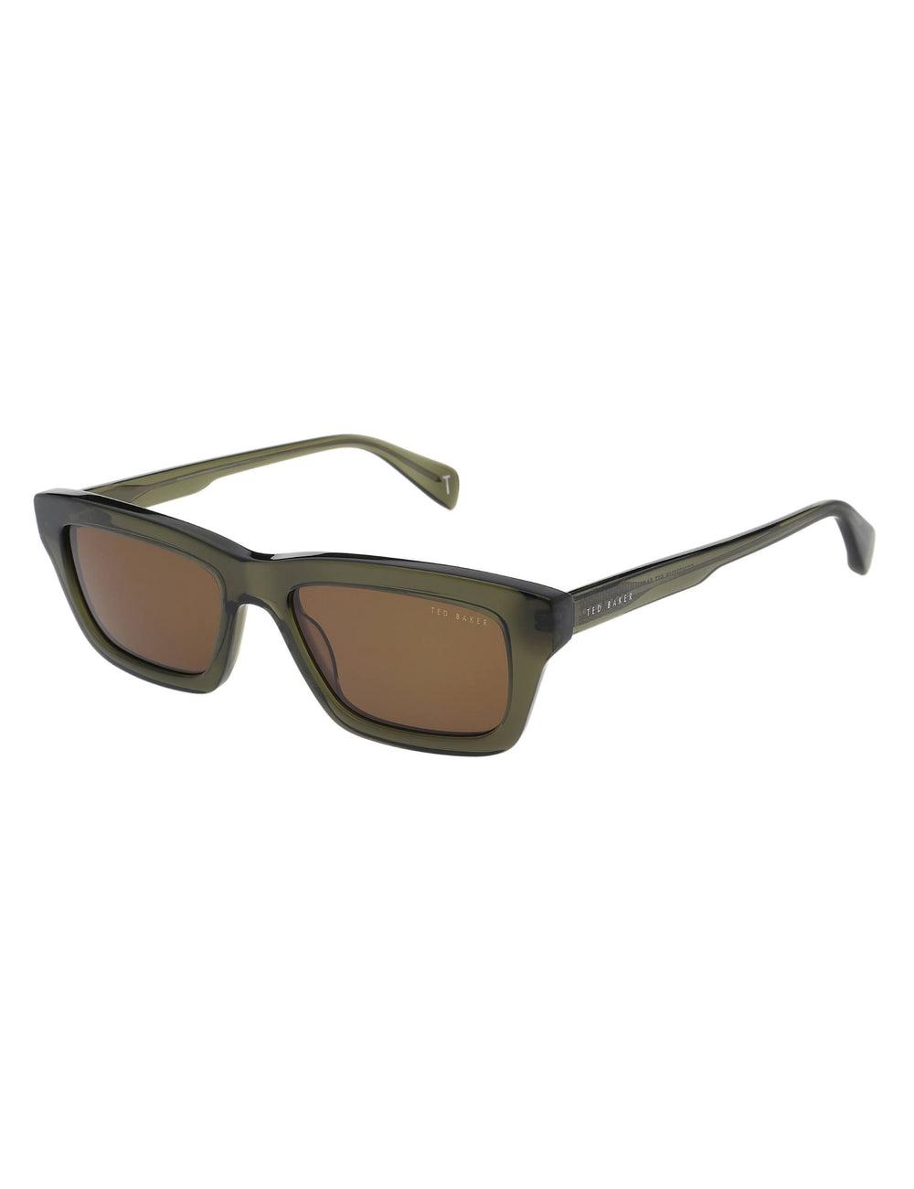 Ted Baker ARTHUR - Chunky Rectangle Acetate Sonnenbrille Herren Khaki Grün | NLQZC-8265