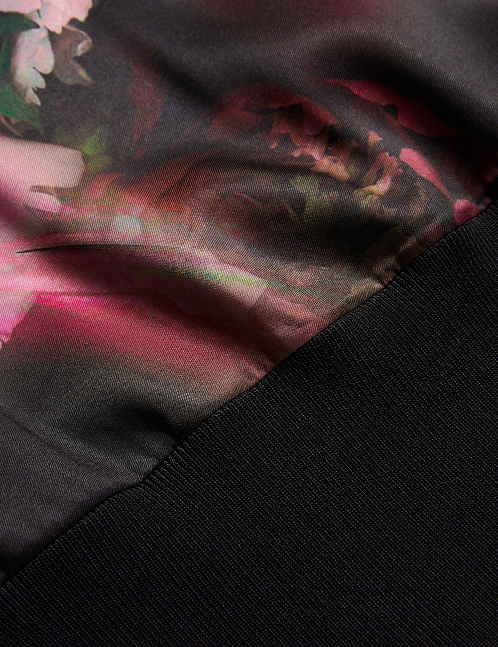 Ted Baker ASTHAA - Floral Woven Front Short Sleeve Top Bluse Damen Schwarz | AKMOW-5679