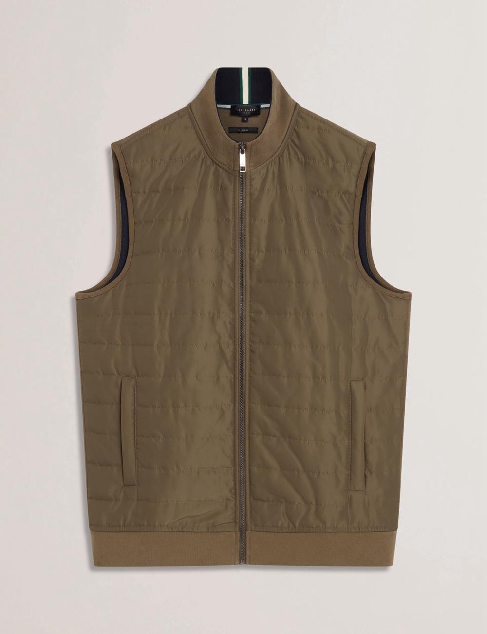 Ted Baker ATHO - Quilted Funnel Neck Zip-Up Gillets Herren Olivgrün | EFDKB-9184