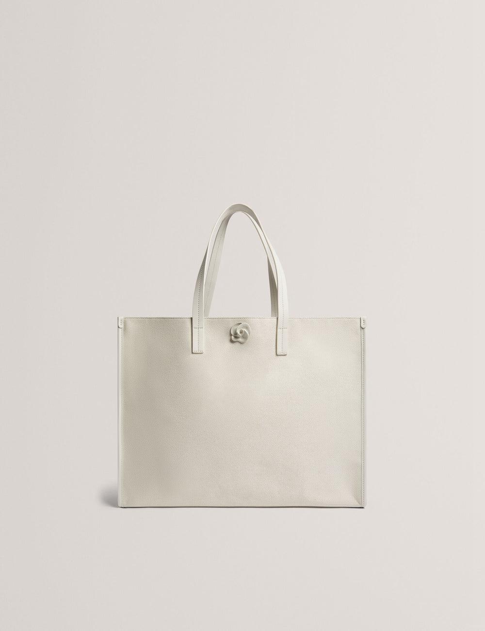 Ted Baker AUDOS - Rose Detail Wide Canvas Tragetaschen Damen Ecru | VATDP-2913