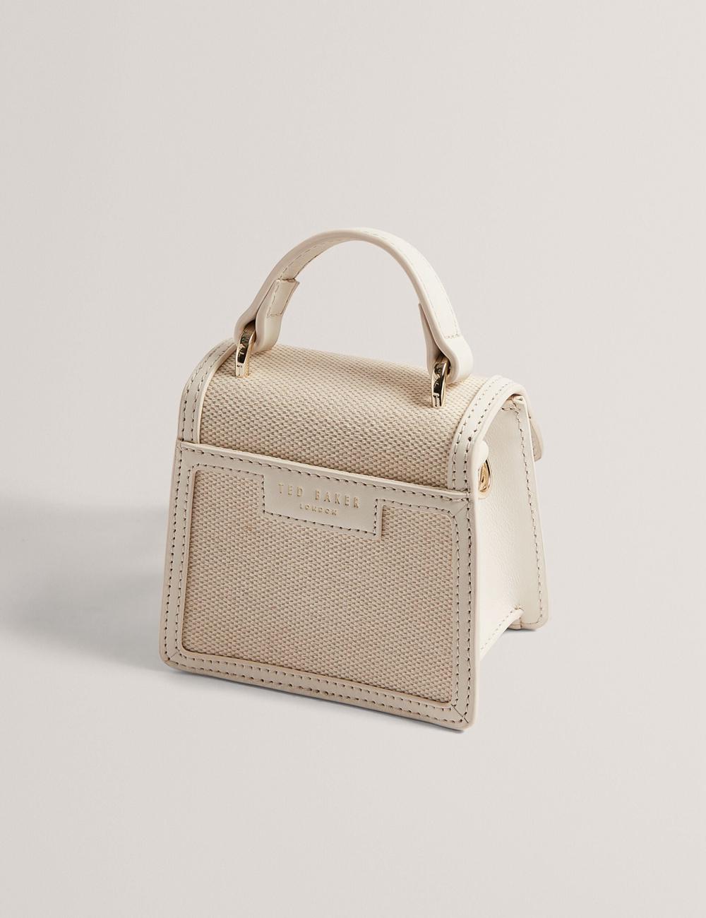 Ted Baker AUDOU - Rose Detail Canvas Mini Top Handle Umhängetasche Damen Ecru | GCZOU-5764