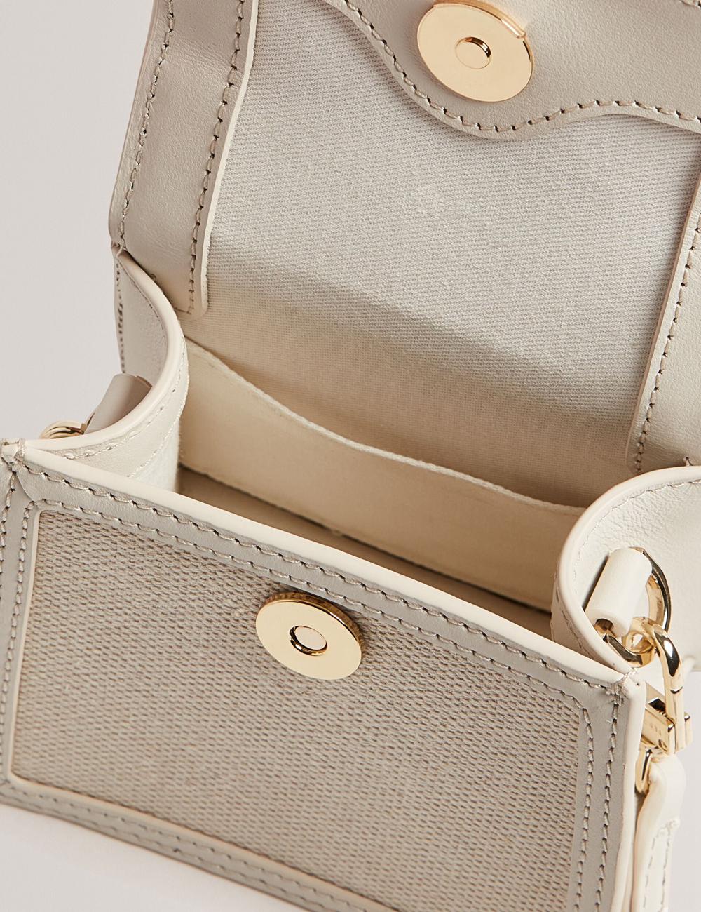 Ted Baker AUDOU - Rose Detail Canvas Mini Top Handle Umhängetasche Damen Ecru | GCZOU-5764