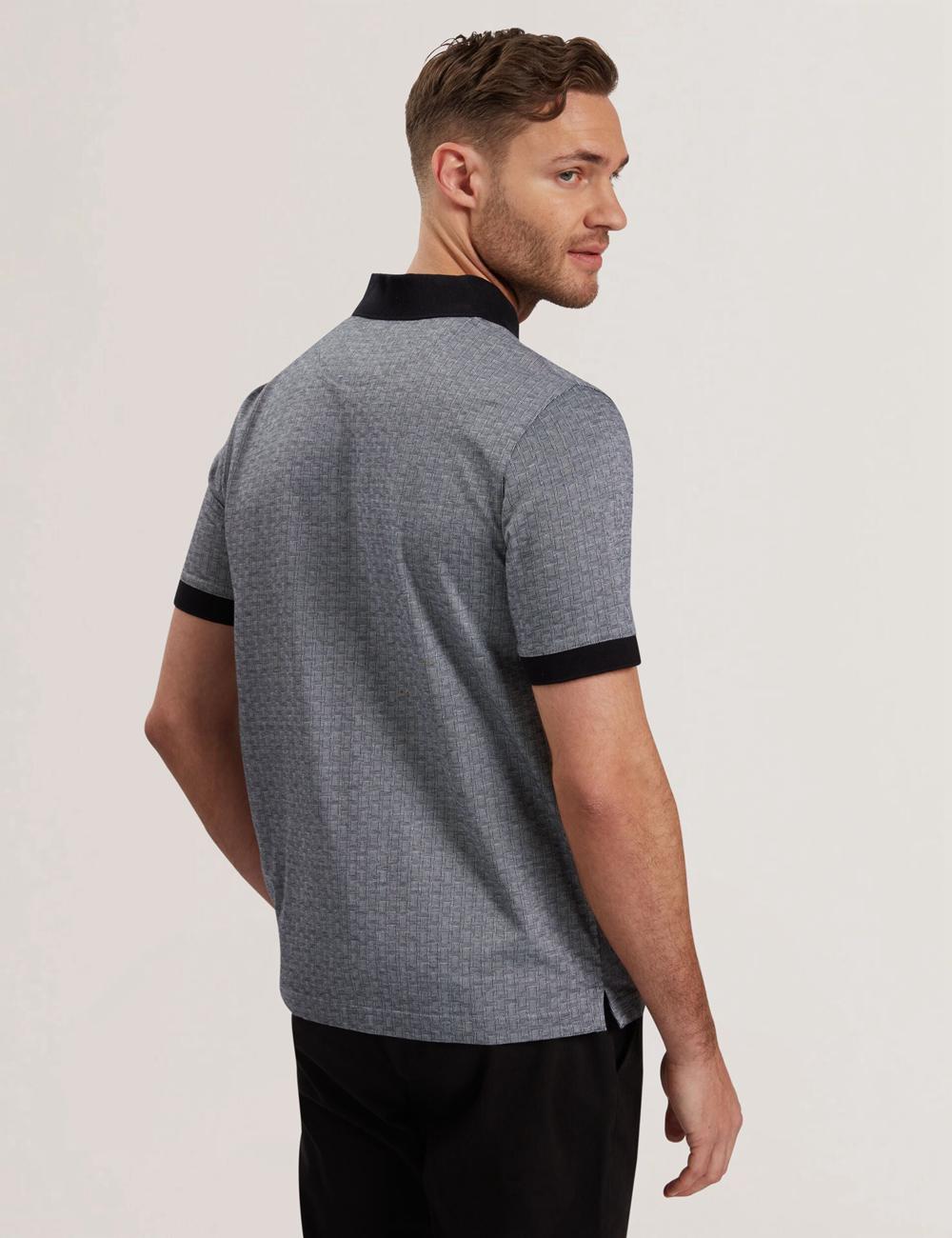 Ted Baker AUGUSO - Textured Jacquard Cotton Polo Shirts Herren Navy | UYGHJ-7128