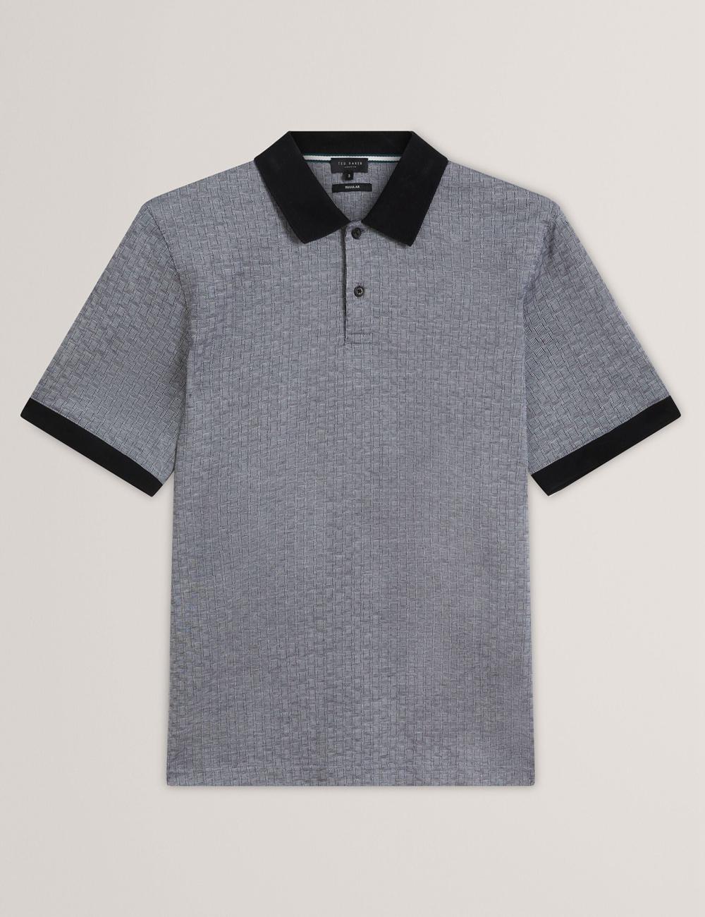 Ted Baker AUGUSO - Textured Jacquard Cotton Polo Shirts Herren Navy | UYGHJ-7128