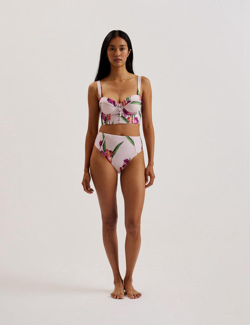 Ted Baker AVELEA - Floral Print High Waisted Bikini Damen Rosa | SOJEA-0893