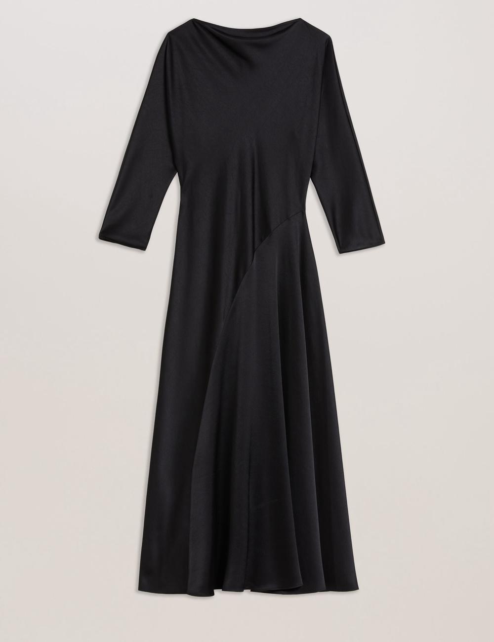 Ted Baker AVELLI - Satin Boat Neck A-Line Midi-kleid Damen Schwarz | QKEFW-5492