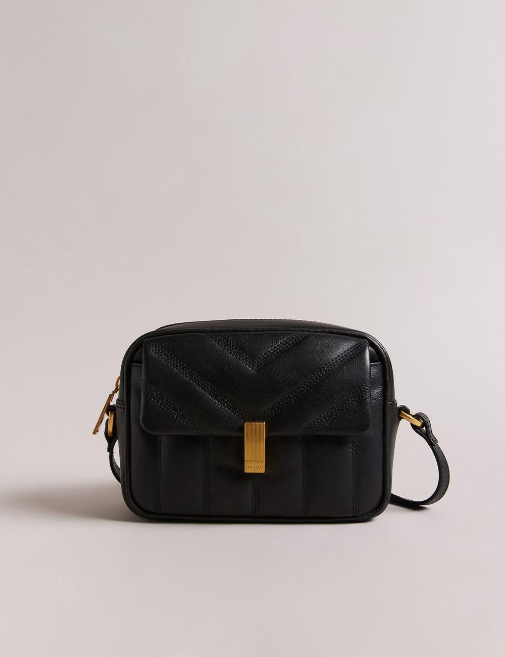 Ted Baker AYALILY - Quilted Leather Camera With Front Pocket Schultertasche Damen Schwarz | XPOTC-2394