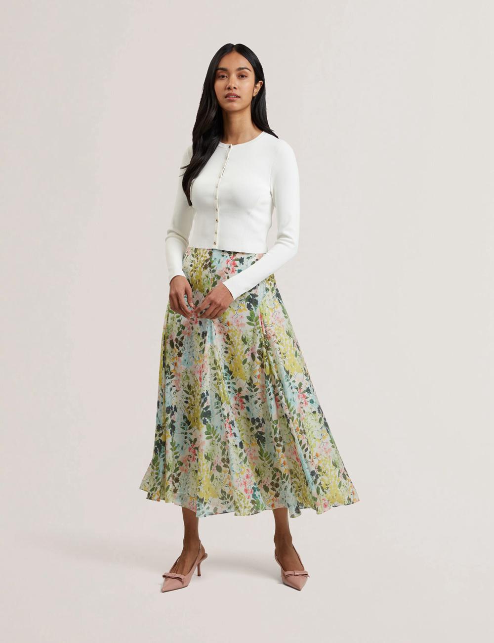 Ted Baker AZULLA - Floral A-Line Woven Röcke Damen Ivory | LJQDP-3127