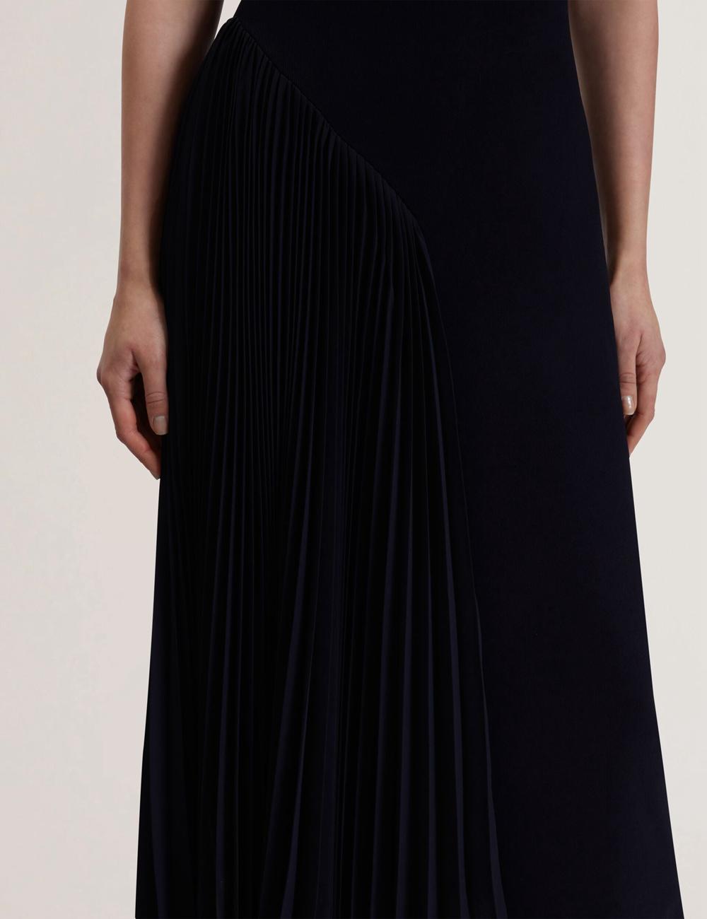 Ted Baker AZZINA - Pleated Panel Sleeveless Knitted Midi-kleid Damen Navy | LAWHZ-1635
