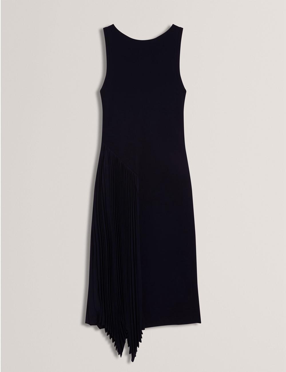 Ted Baker AZZINA - Pleated Panel Sleeveless Knitted Midi-kleid Damen Navy | LAWHZ-1635