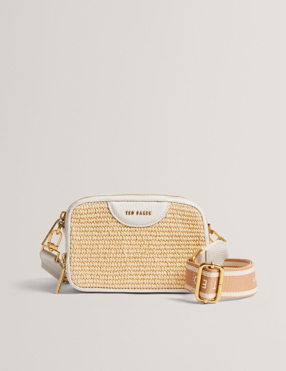 Ted Baker BARIA - Faux Raffia Leather Trim Mini Camera Kameratasche Damen Ecru | WJYLF-2498