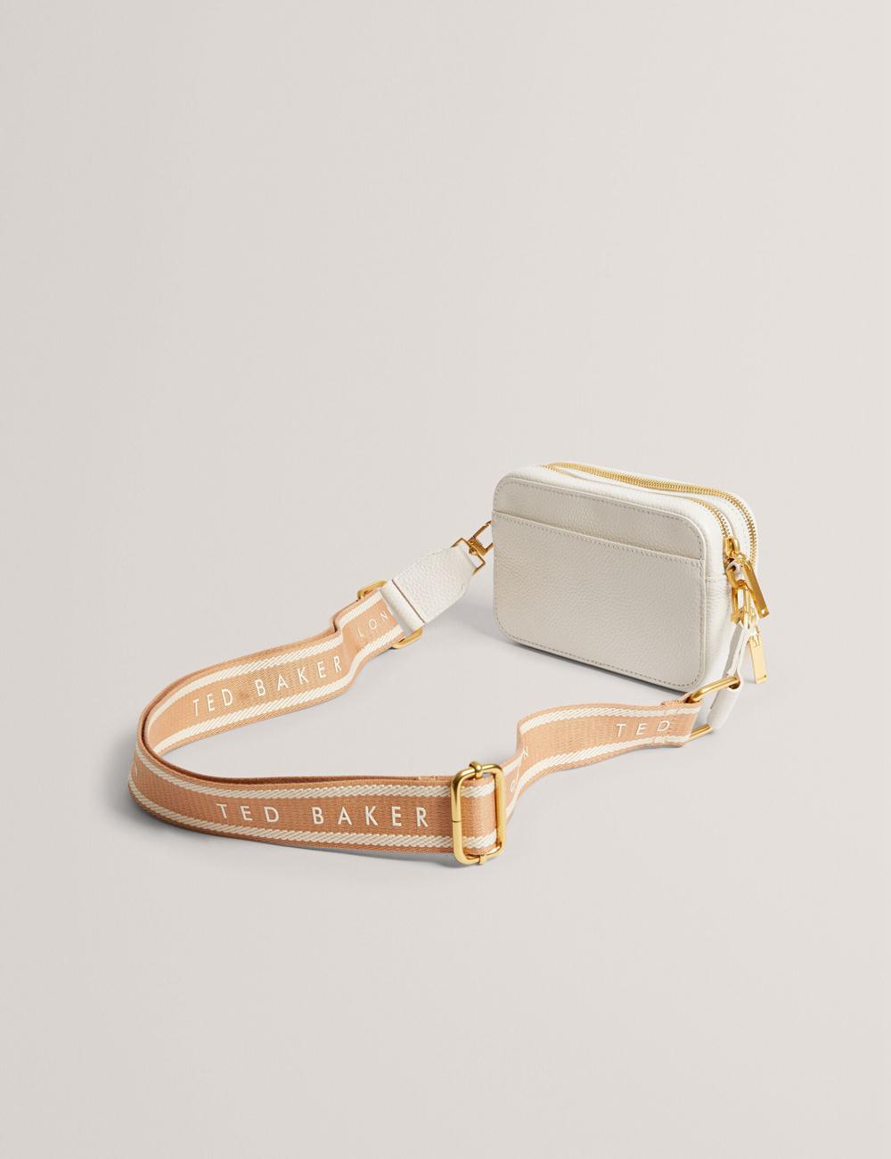 Ted Baker BARIA - Faux Raffia Leather Trim Mini Camera Kameratasche Damen Ecru | WJYLF-2498