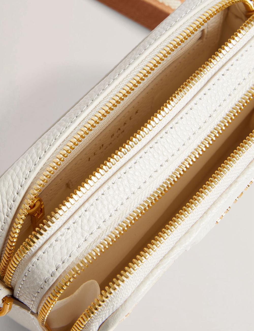 Ted Baker BARIA - Faux Raffia Leather Trim Mini Camera Kameratasche Damen Ecru | WJYLF-2498