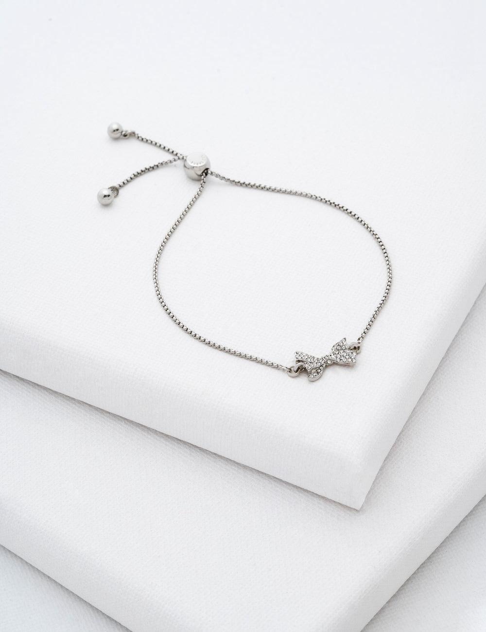 Ted Baker BARSET - Crystal Bow Adjustable Armbänder Damen Silber | DIBJW-8302