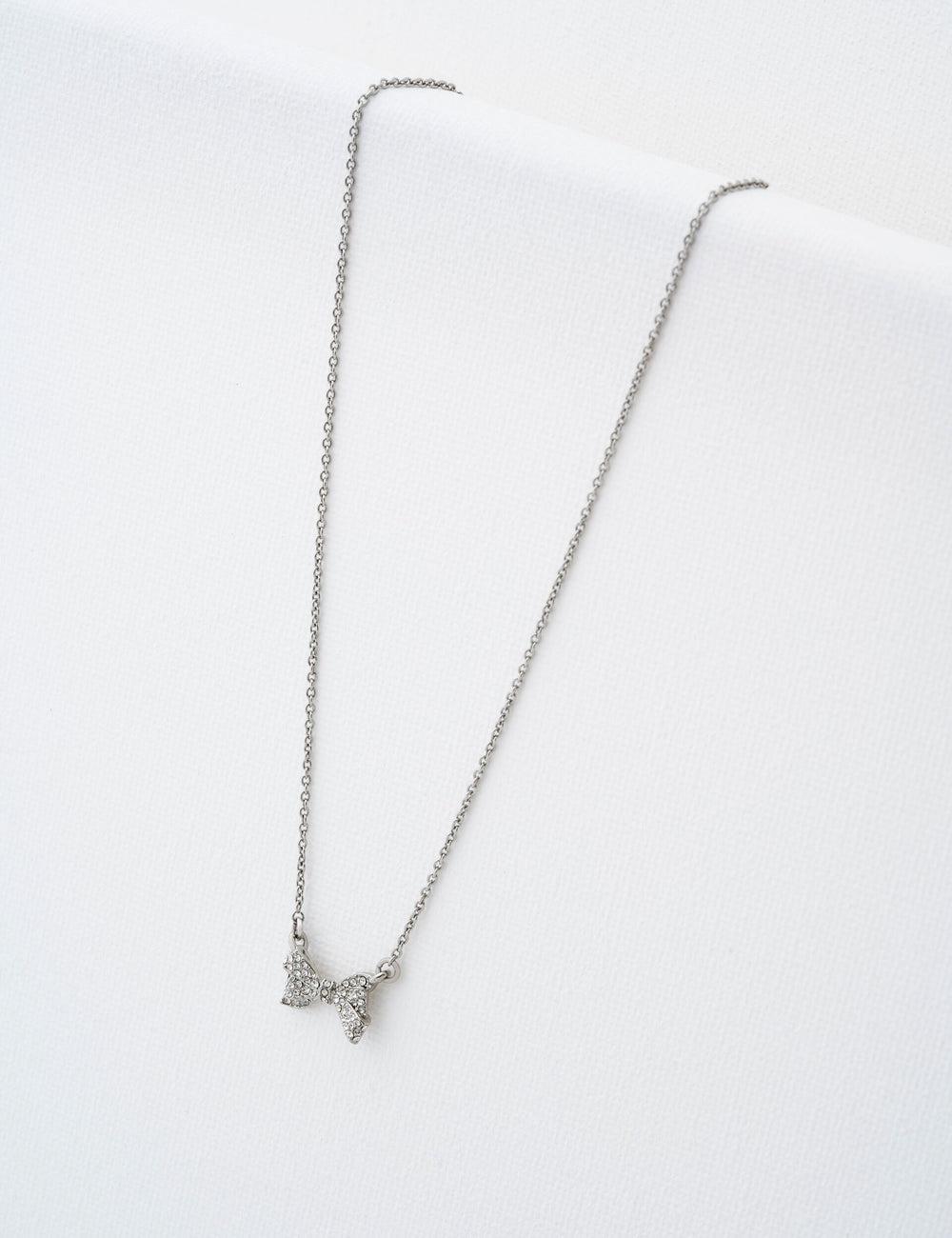 Ted Baker BARSIE - Crystal Bow Pendant Ketten Damen Silber | IJFAZ-7403