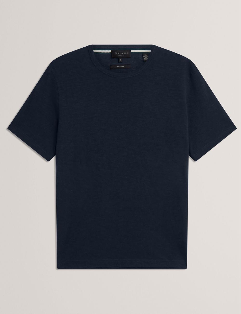 Ted Baker BARTOL - Regular Cotton Linen Crew Neck T-shirts Herren Navy | HKFTX-6293