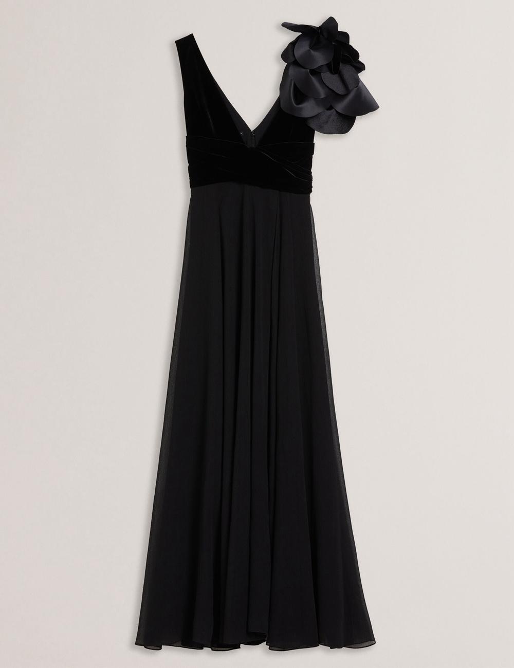 Ted Baker BEIRA - Corsage Plunge Neck Sleeveless Maxikleid Damen Schwarz | LYBPR-1756