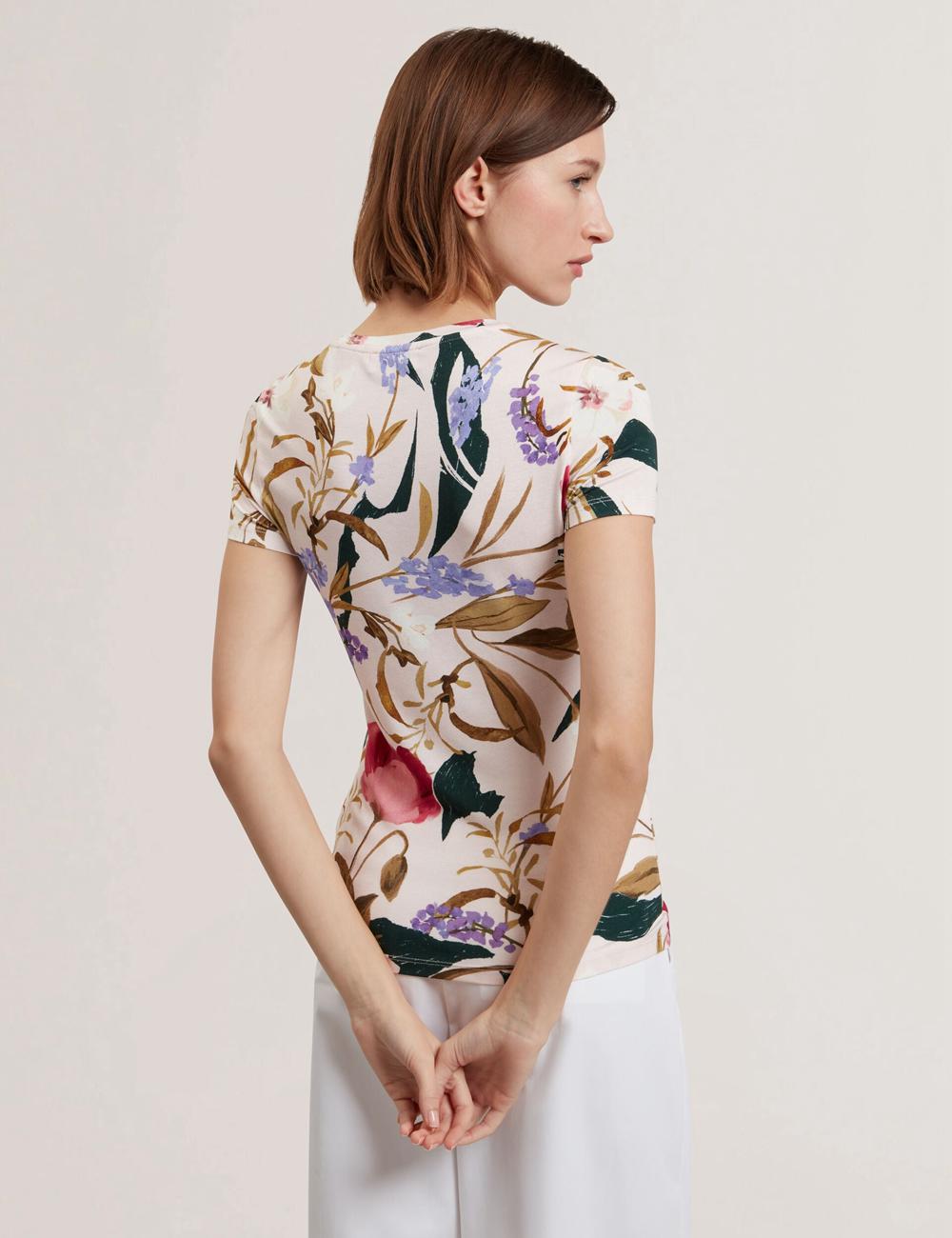 Ted Baker BELLIEA - Painted Floral Print Slim Fit T-shirts Damen Rosa | RYVIC-3927