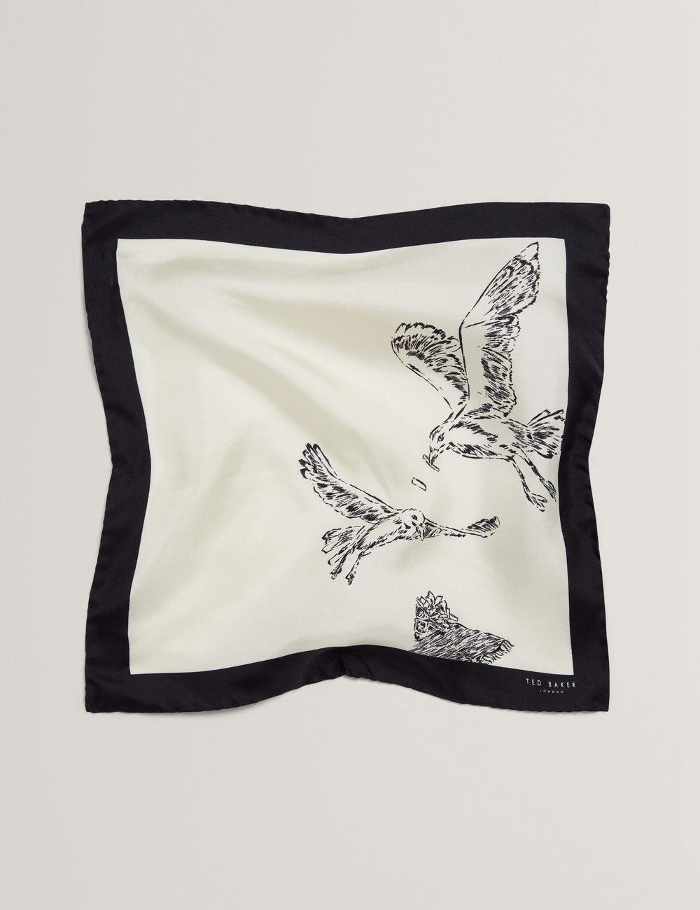 Ted Baker BENHALP - Seagull Graphic Silk Pocket Einstecktücher Herren Ecru | JNHAC-9761