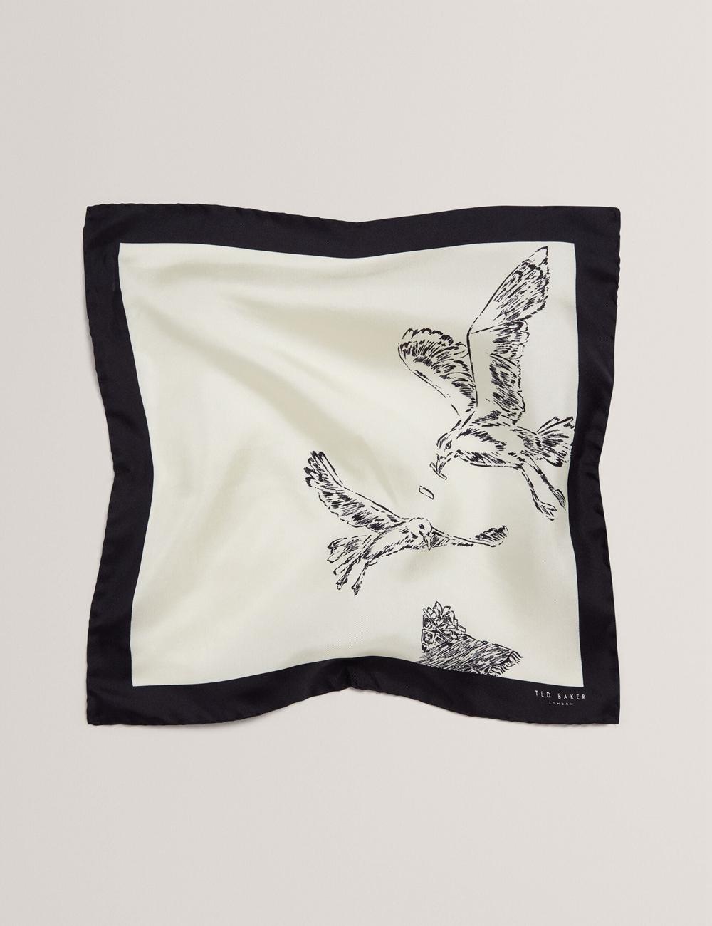 Ted Baker BENHALP - Seagull Graphic Silk Pocket Einstecktücher Herren Ecru | JNHAC-9761