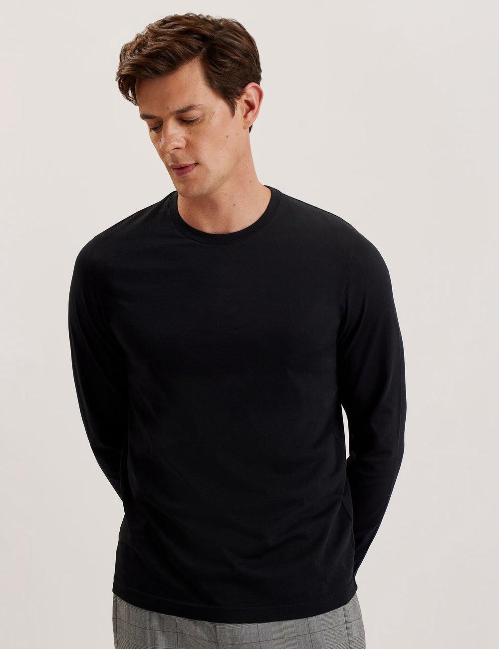 Ted Baker BEXLI - Regular Fit Long Sleeve Cotton T-shirts Herren Schwarz | WQLPN-0759