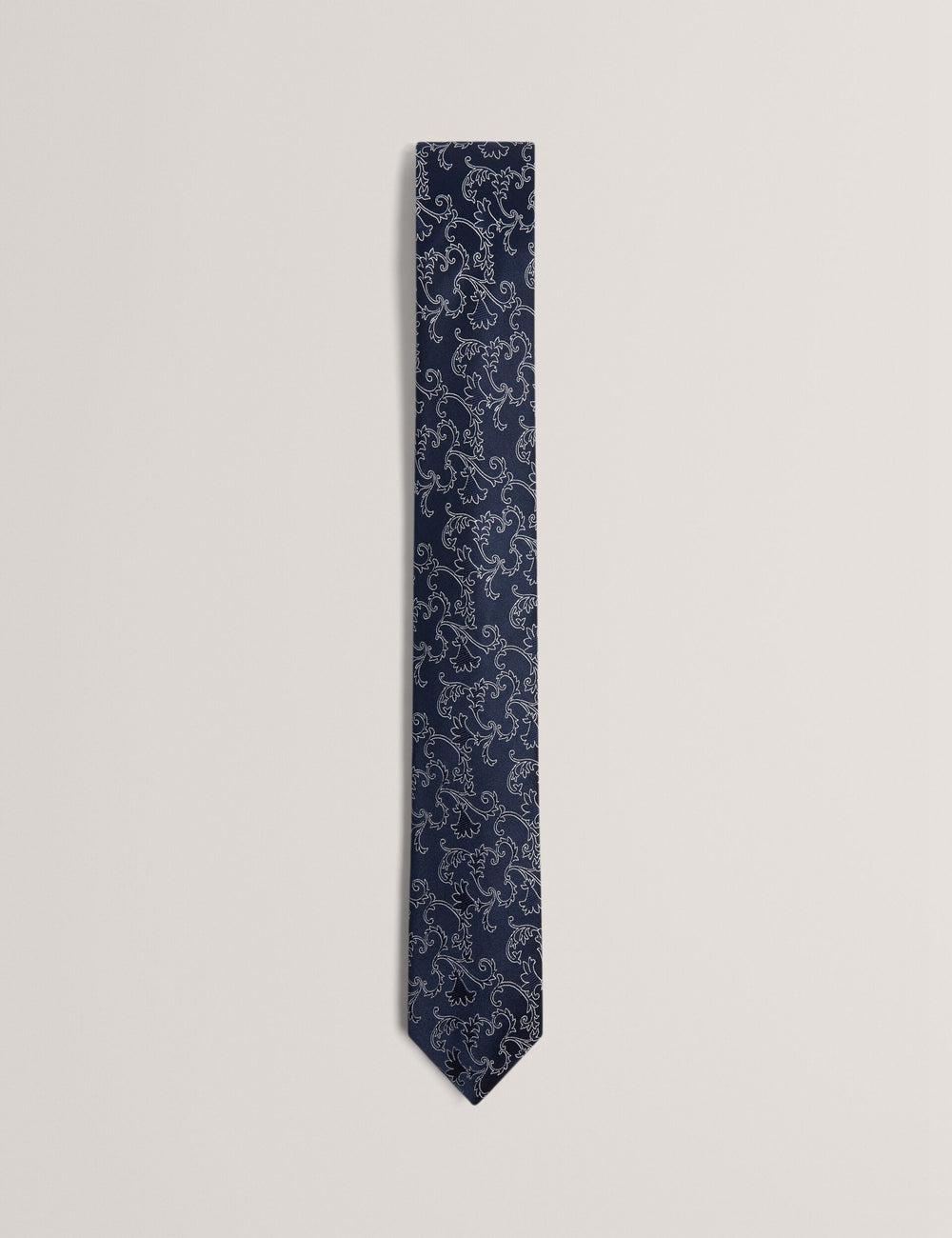 Ted Baker BIONDIS - Baroque Floral Print Silk Krawatten Herren Navy | ENBOQ-7023