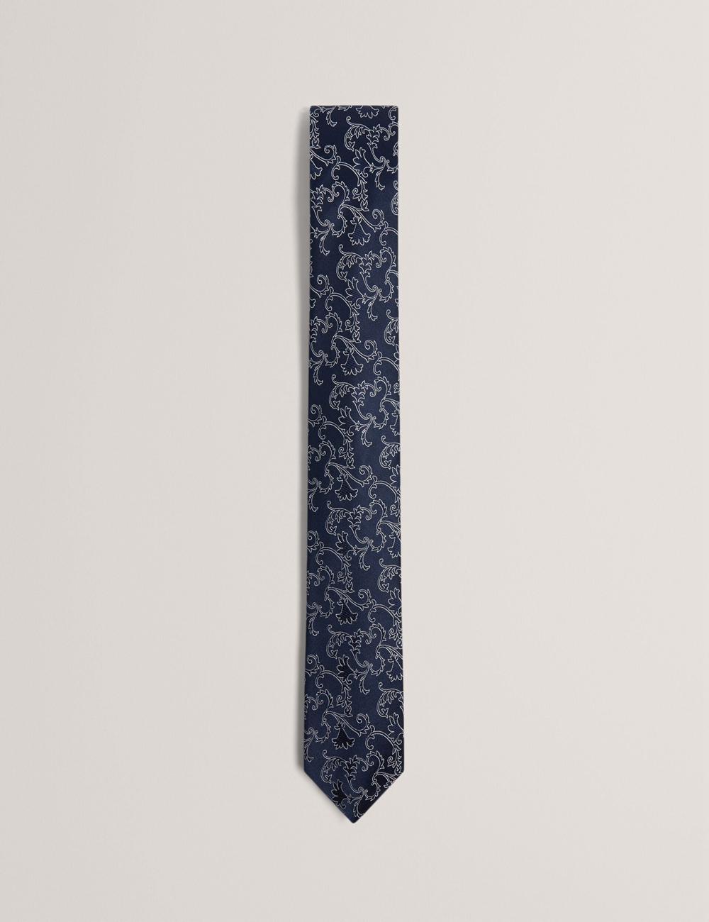 Ted Baker BIONDIS - Baroque Floral Print Silk Krawatten Herren Navy | ENBOQ-7023