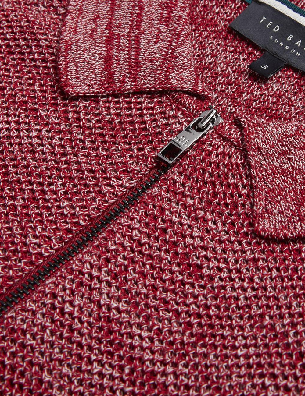 Ted Baker BLOSSAM - Space Dye Zip Neck Polo Shirts Herren Rot | DNXVY-1259