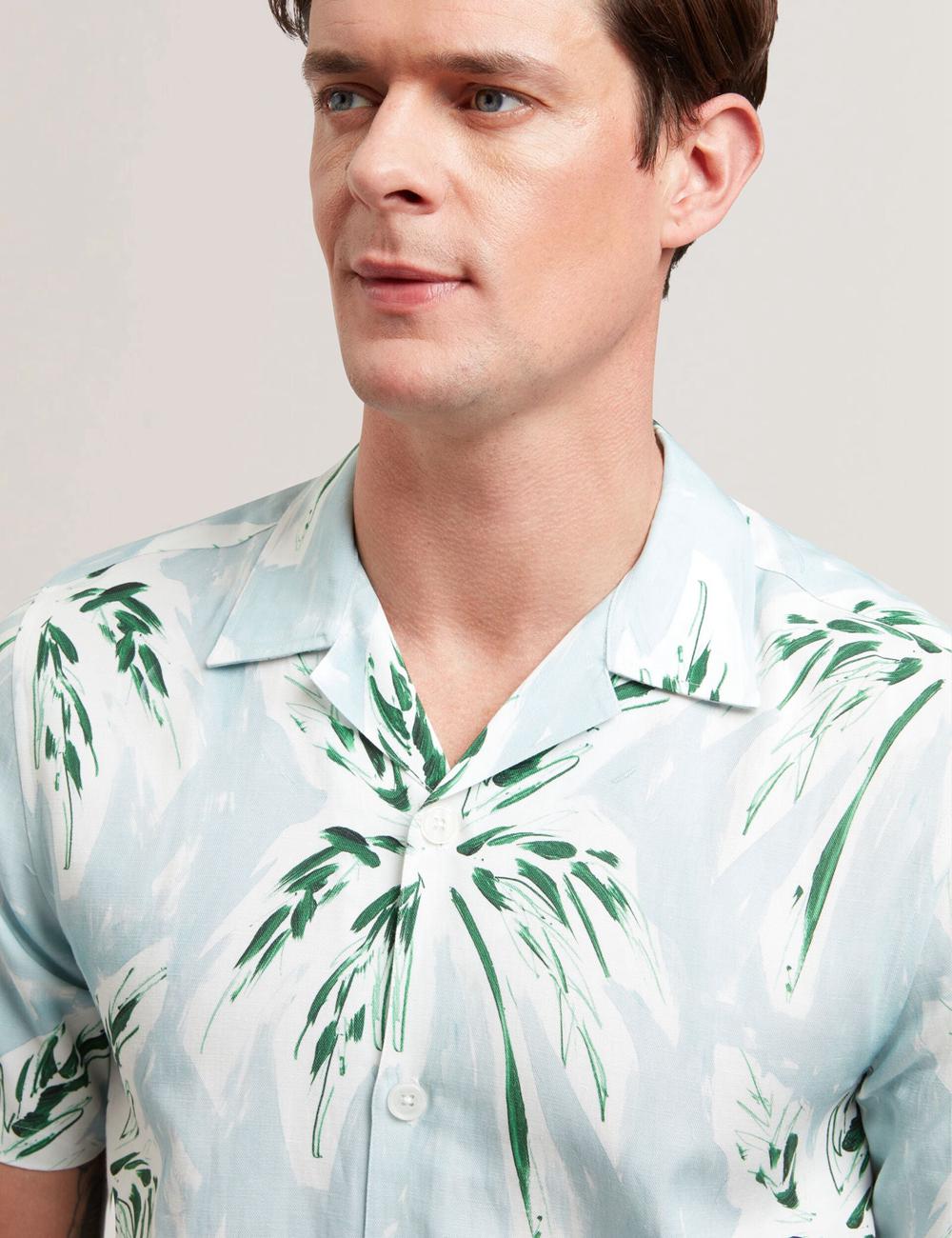Ted Baker BOCHE - Short Sleeve Regular Tropical Palm Tree Hemd Herren Grün | APOLR-4231