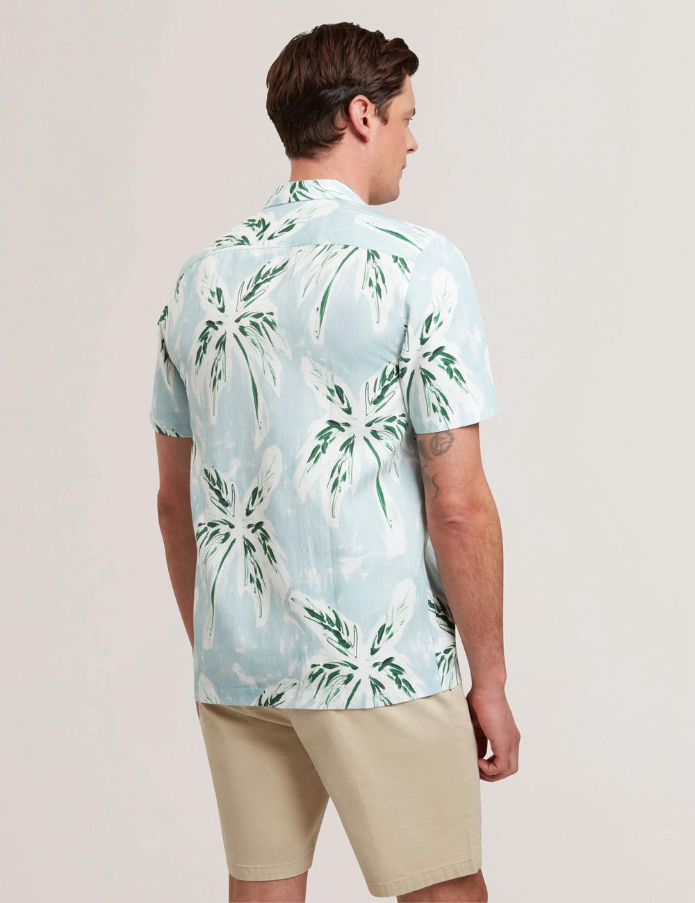 Ted Baker BOCHE - Short Sleeve Regular Tropical Palm Tree Hemd Herren Grün | APOLR-4231