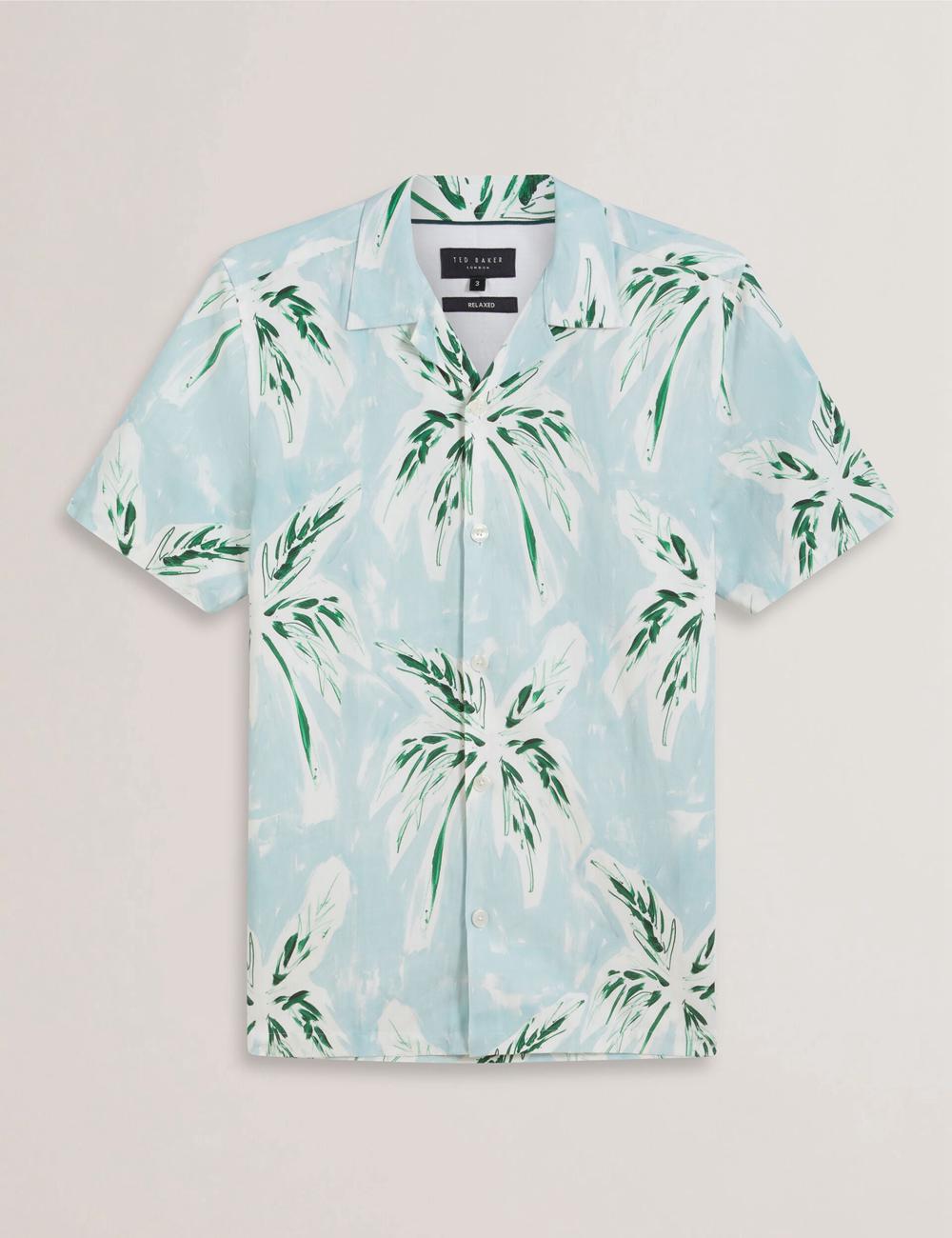 Ted Baker BOCHE - Short Sleeve Regular Tropical Palm Tree Hemd Herren Grün | APOLR-4231