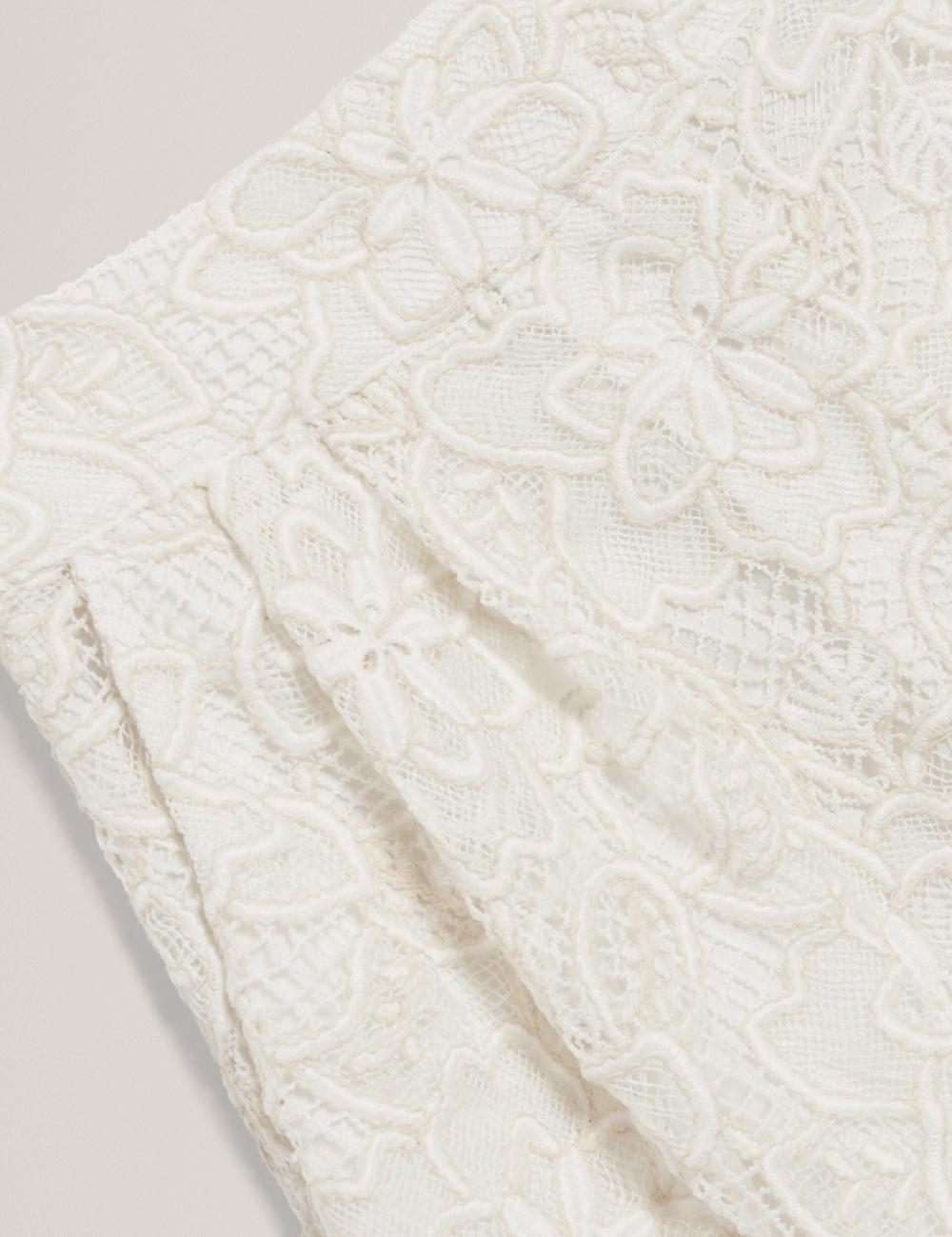 Ted Baker BOWIA - Lace High Waisted Tailored Kurze Hose Damen Ivory | KLPWE-8691