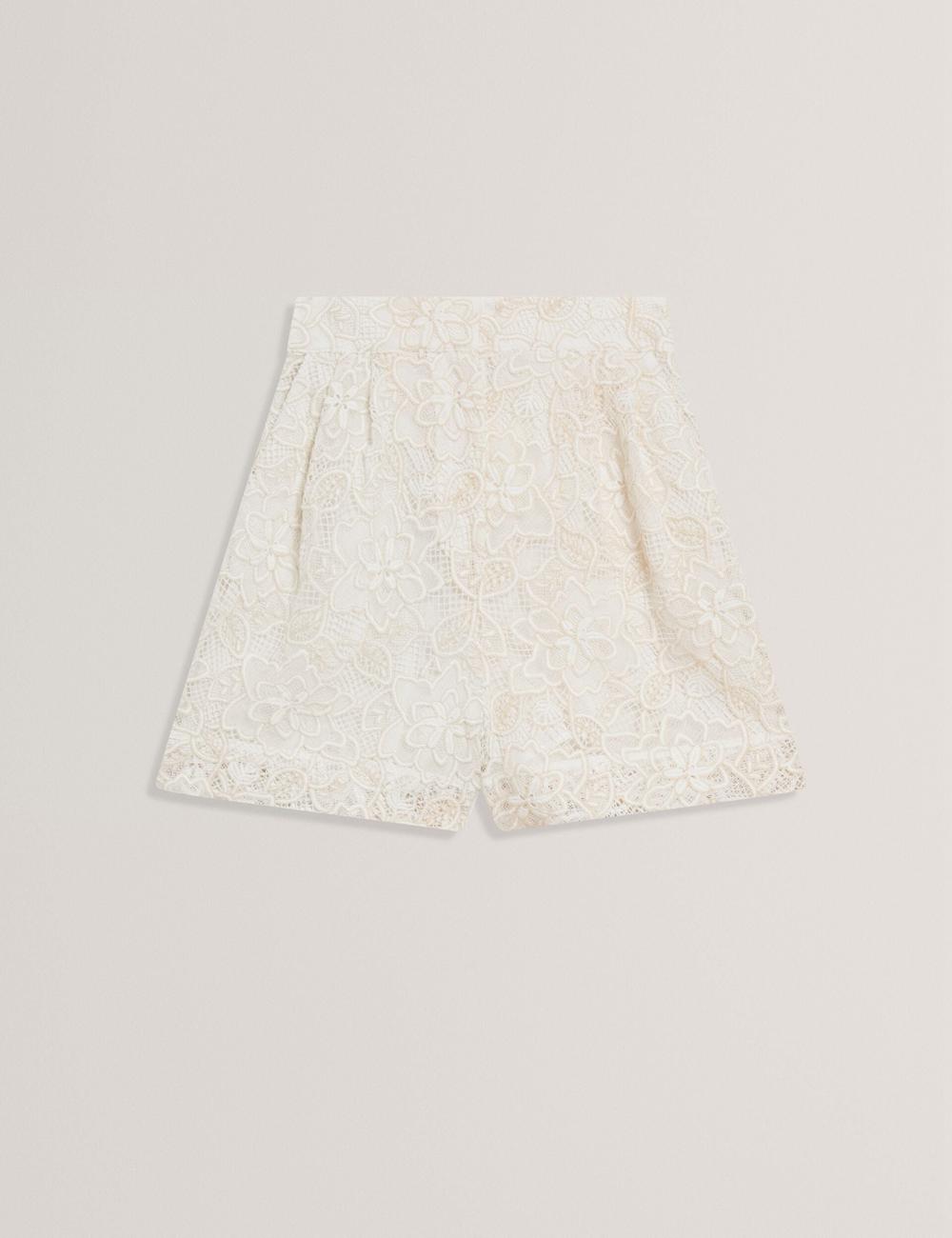 Ted Baker BOWIA - Lace High Waisted Tailored Kurze Hose Damen Ivory | KLPWE-8691