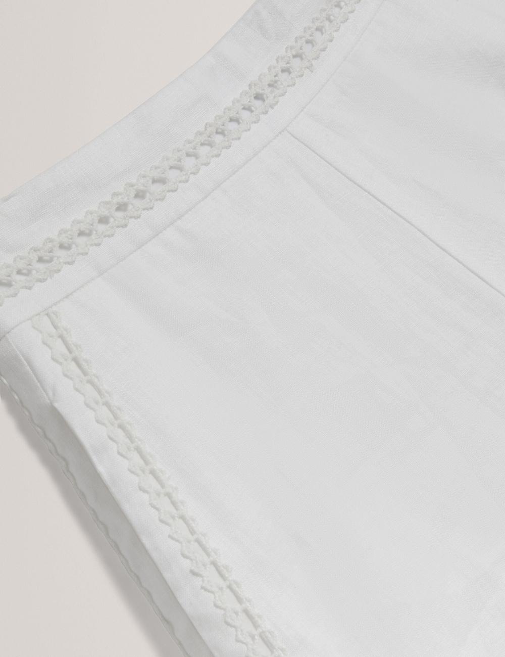 Ted Baker BUCCIA - Crochet Trim High Waisted Linen Kurze Hose Damen Weiß | CFBGZ-5436