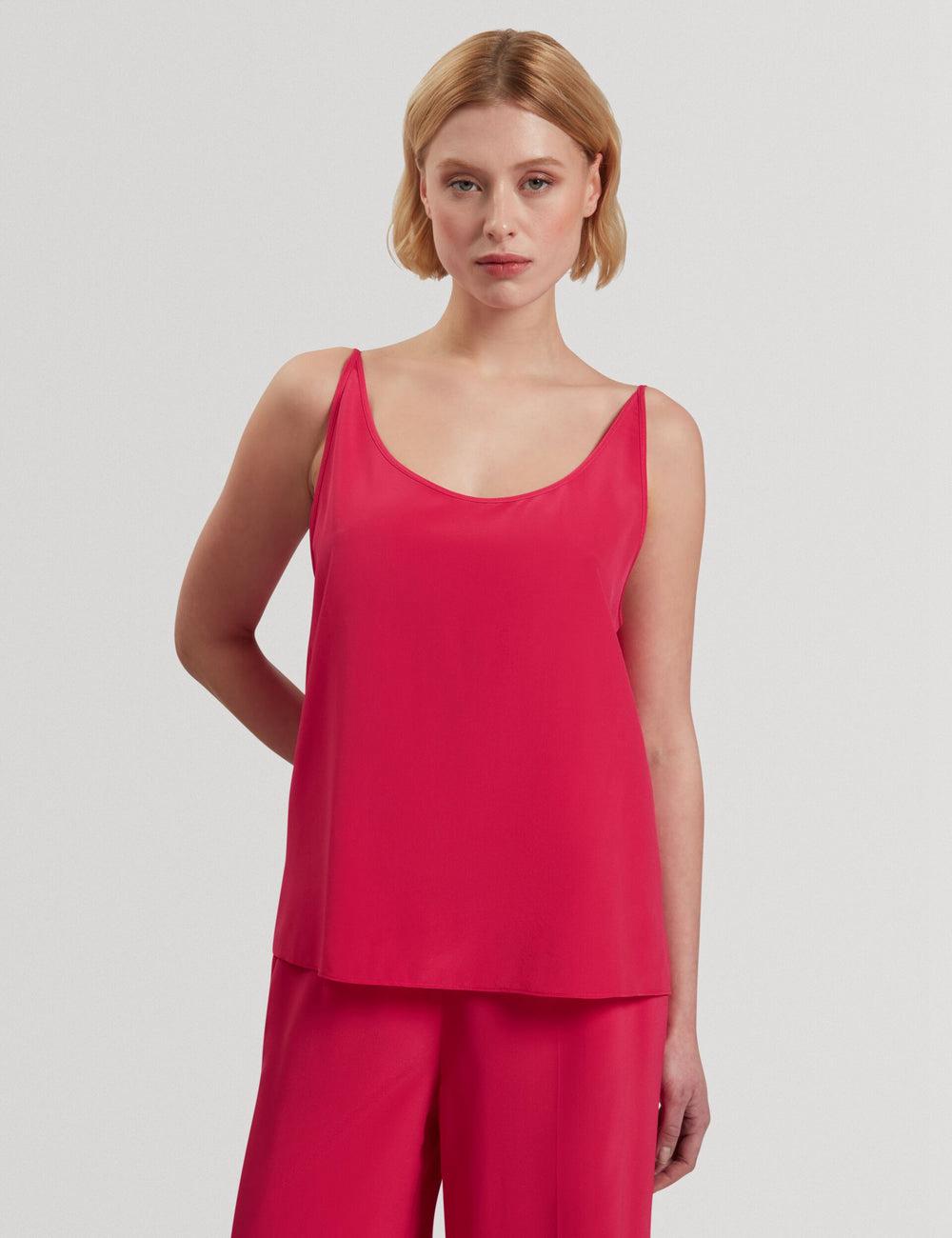 Ted Baker CADASA - Pure Silk Scoop Neck Cami Oberteile Damen Fuchsie | VOGLT-8560