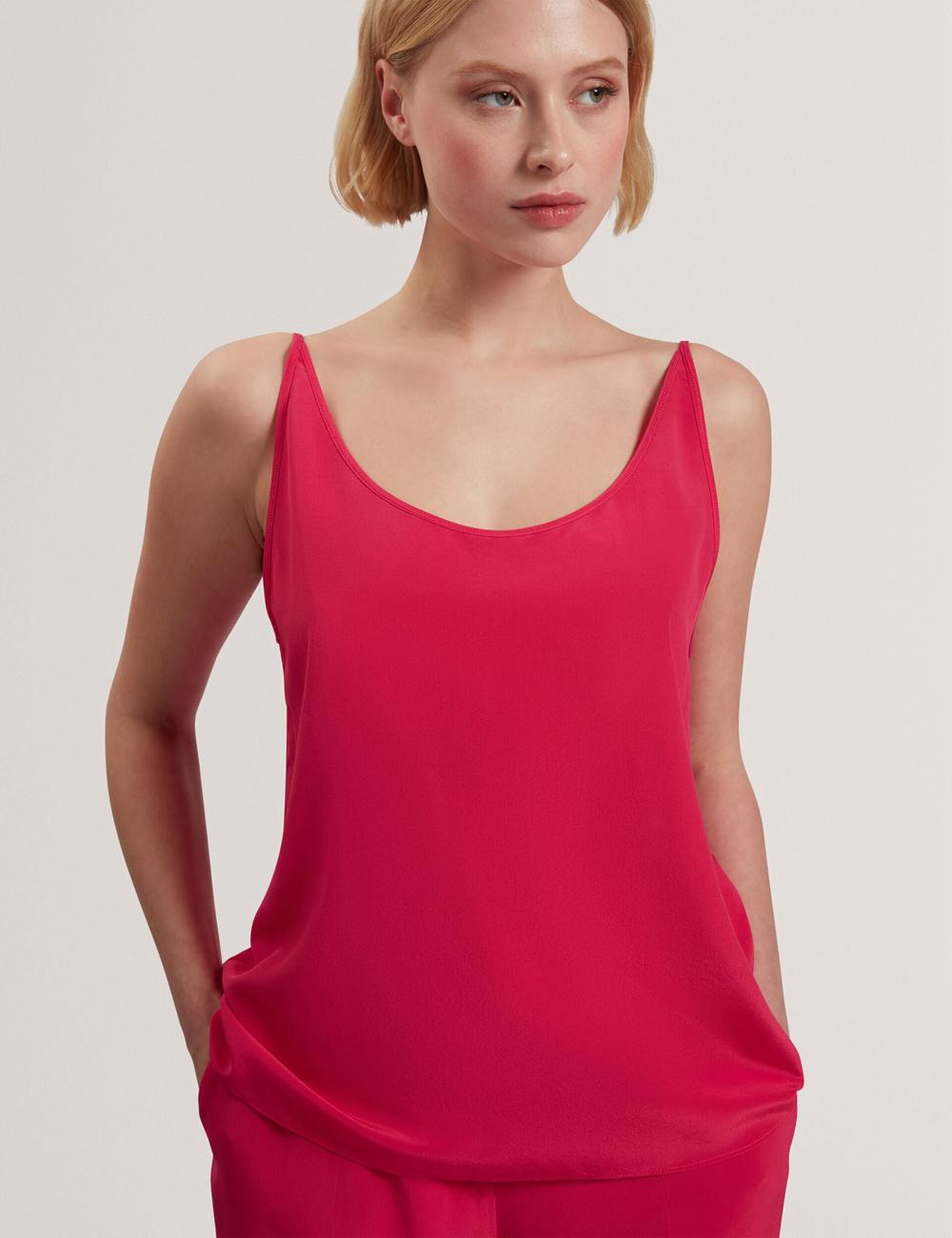 Ted Baker CADASA - Pure Silk Scoop Neck Cami Oberteile Damen Fuchsie | VOGLT-8560