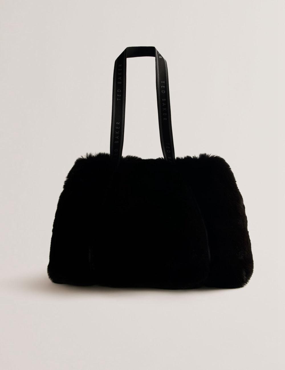 Ted Baker CADENCE - Faux Fur Webbing Strap Shopper Shopper Damen Schwarz | GQUWV-3596