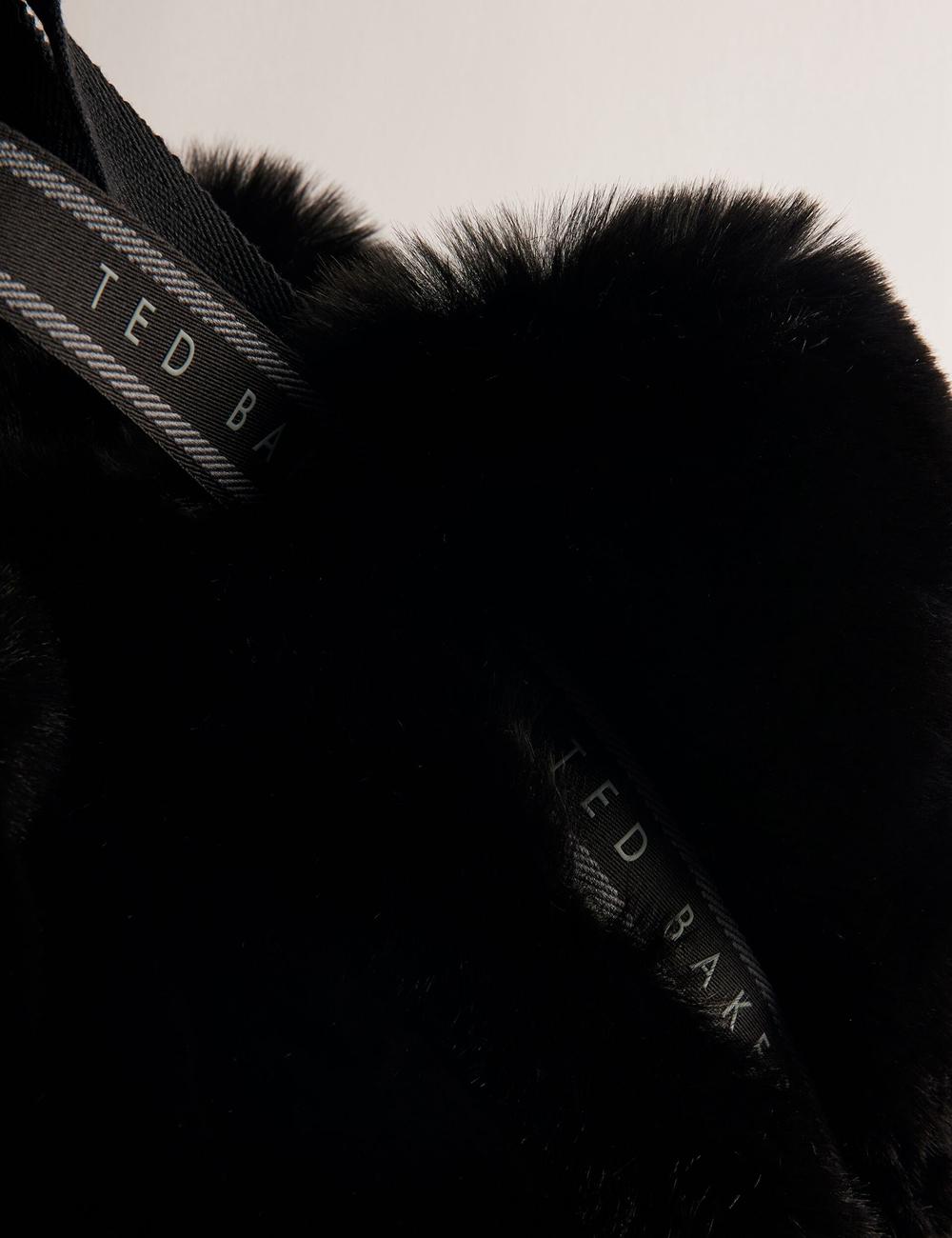 Ted Baker CADENCE - Faux Fur Webbing Strap Shopper Shopper Damen Schwarz | GQUWV-3596