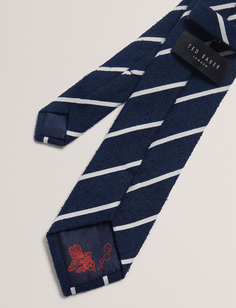 Ted Baker CAMPSEA - Boucle Texture Solid Stripe Krawatten Herren Navy | TRMKU-3471