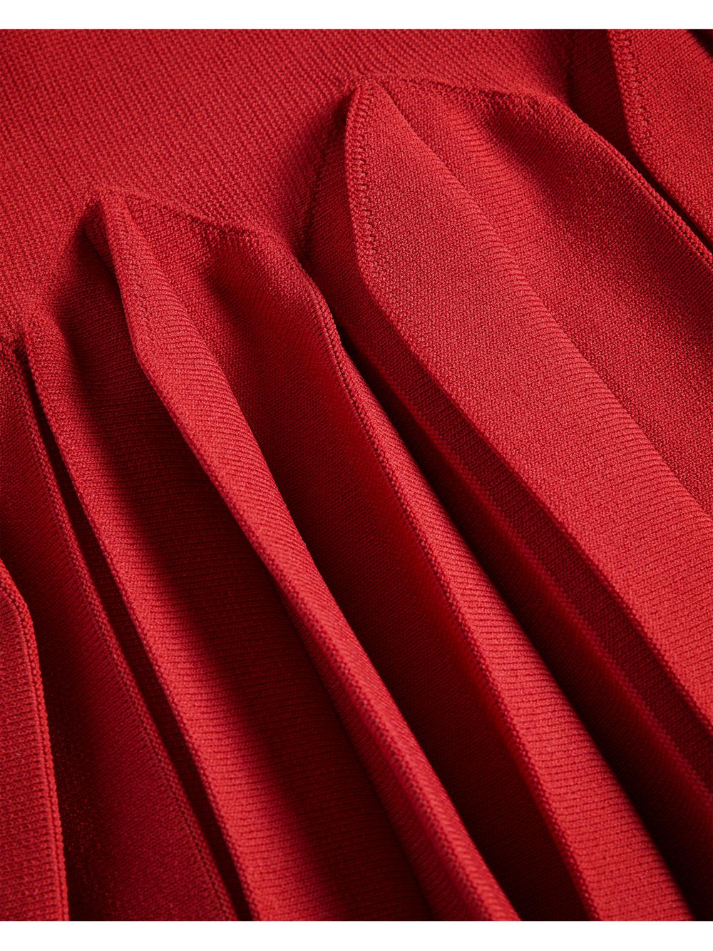 Ted Baker CANDDY - Pleated Hem Bodycon Knit Minikleid Damen Rot | KFZXU-2758