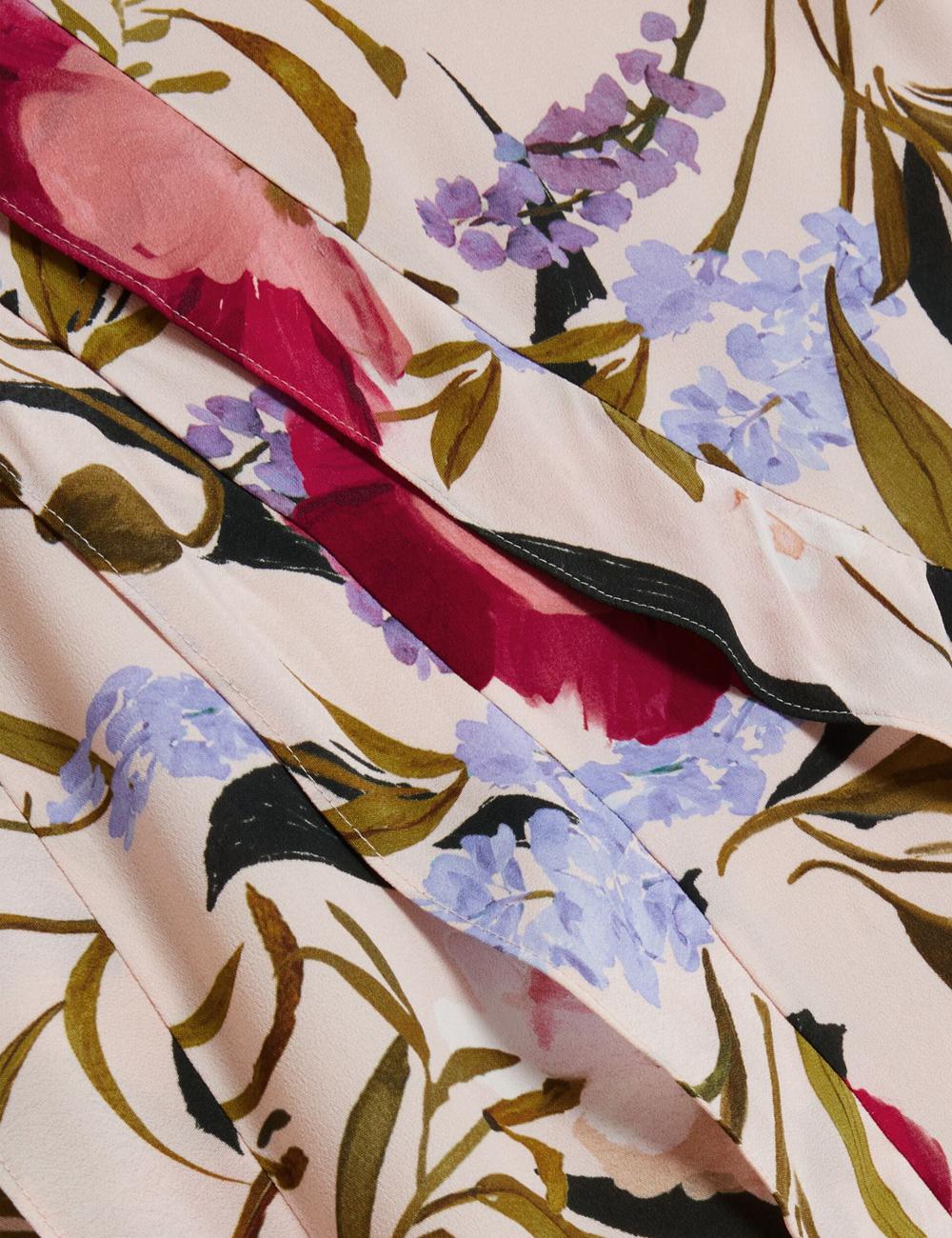 Ted Baker CANDICI - Floral Print Frill Trim With Split Röcke Damen Rosa | ENROL-6387