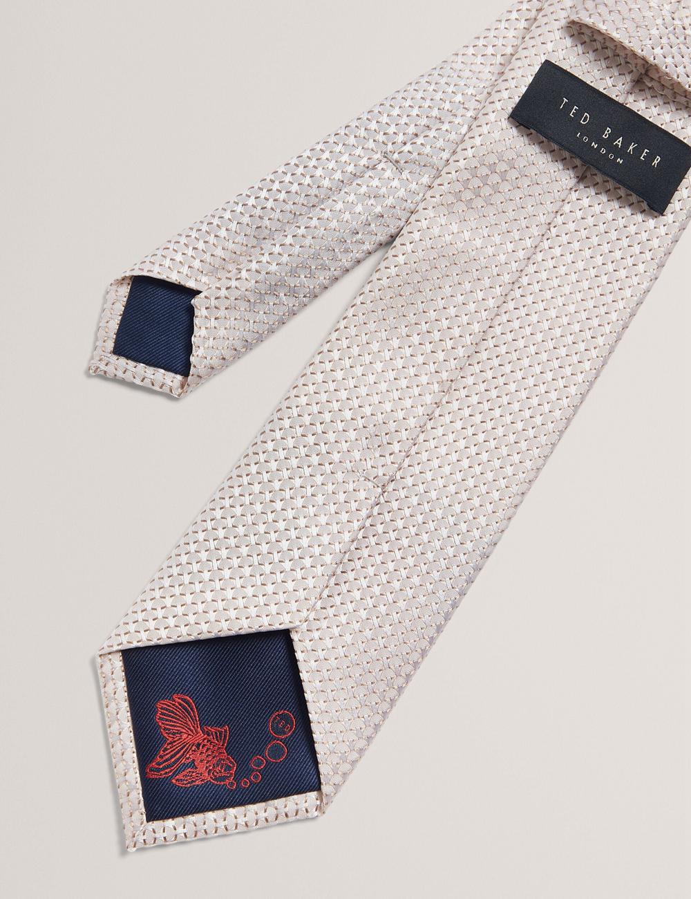 Ted Baker CANEDON - Textured Tonal Weave Silk Krawatten Herren Stone | EDXKR-6078