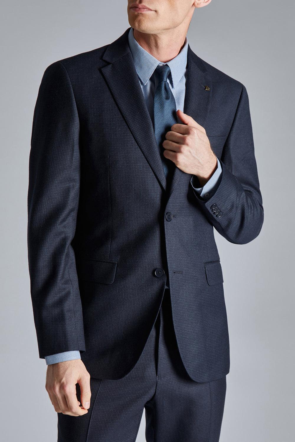 Ted Baker CANISJS - Grid Check Regular Fit Suit Jacken Herren Navy | SWJVB-8612