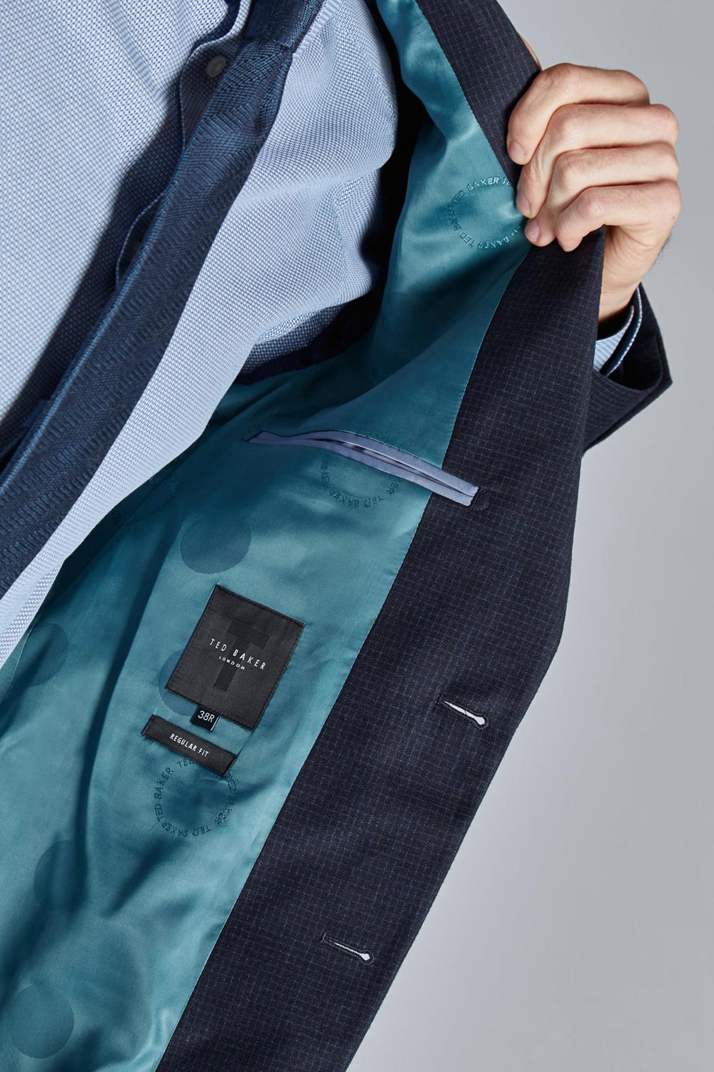 Ted Baker CANISJS - Grid Check Regular Fit Suit Jacken Herren Navy | SWJVB-8612