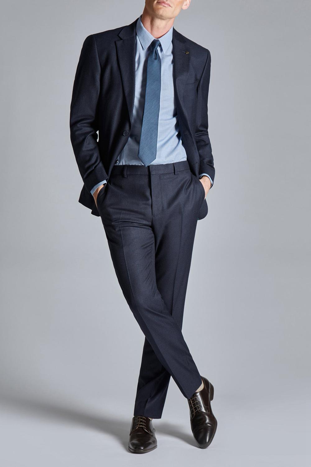 Ted Baker CANISJS - Grid Check Regular Fit Suit Jacken Herren Navy | SWJVB-8612