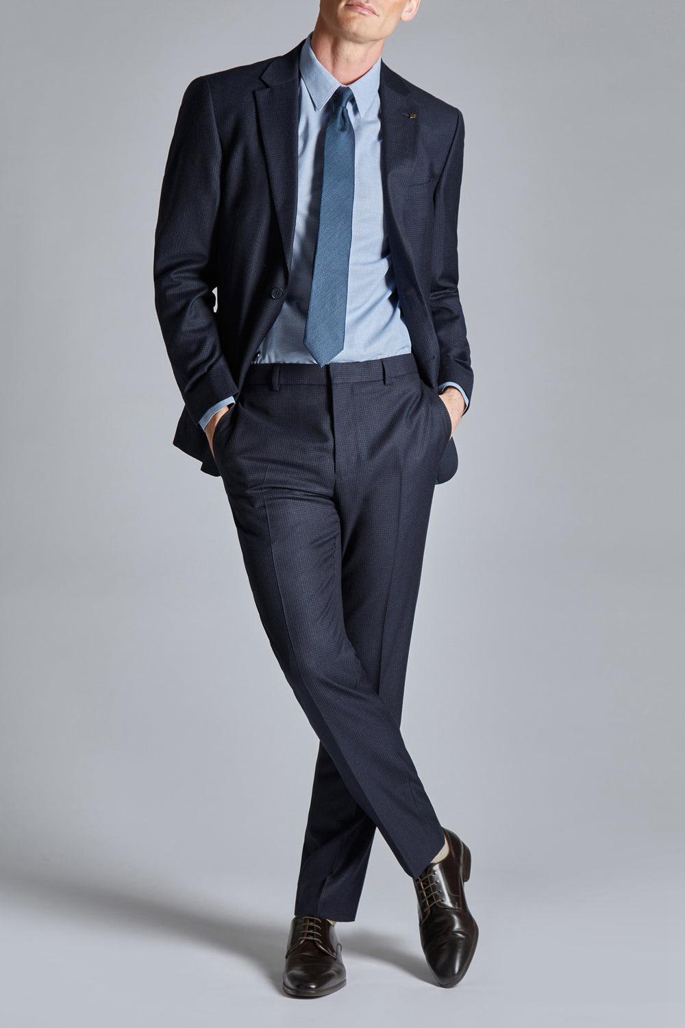 Ted Baker CANISTS - Grid Check Regular Fit Suit Hosen Herren Navy | WVGRN-5687