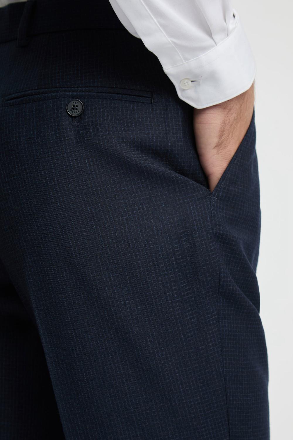 Ted Baker CANISTS - Grid Check Regular Fit Suit Hosen Herren Navy | WVGRN-5687