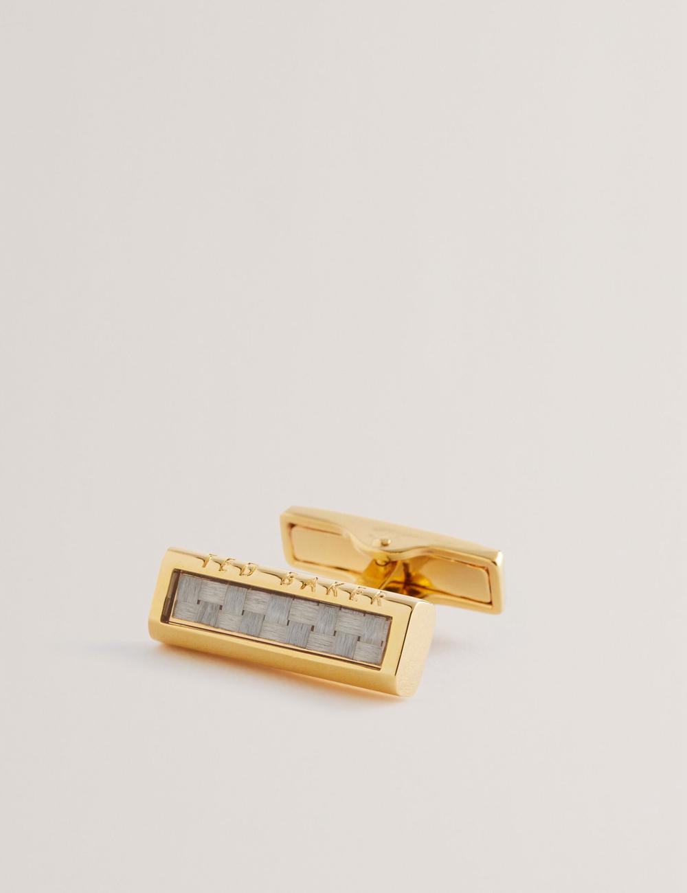 Ted Baker CARBIE - Carbon Fibre Bar Metal Manschettenknöpfe Herren Gold | MJEAS-9547