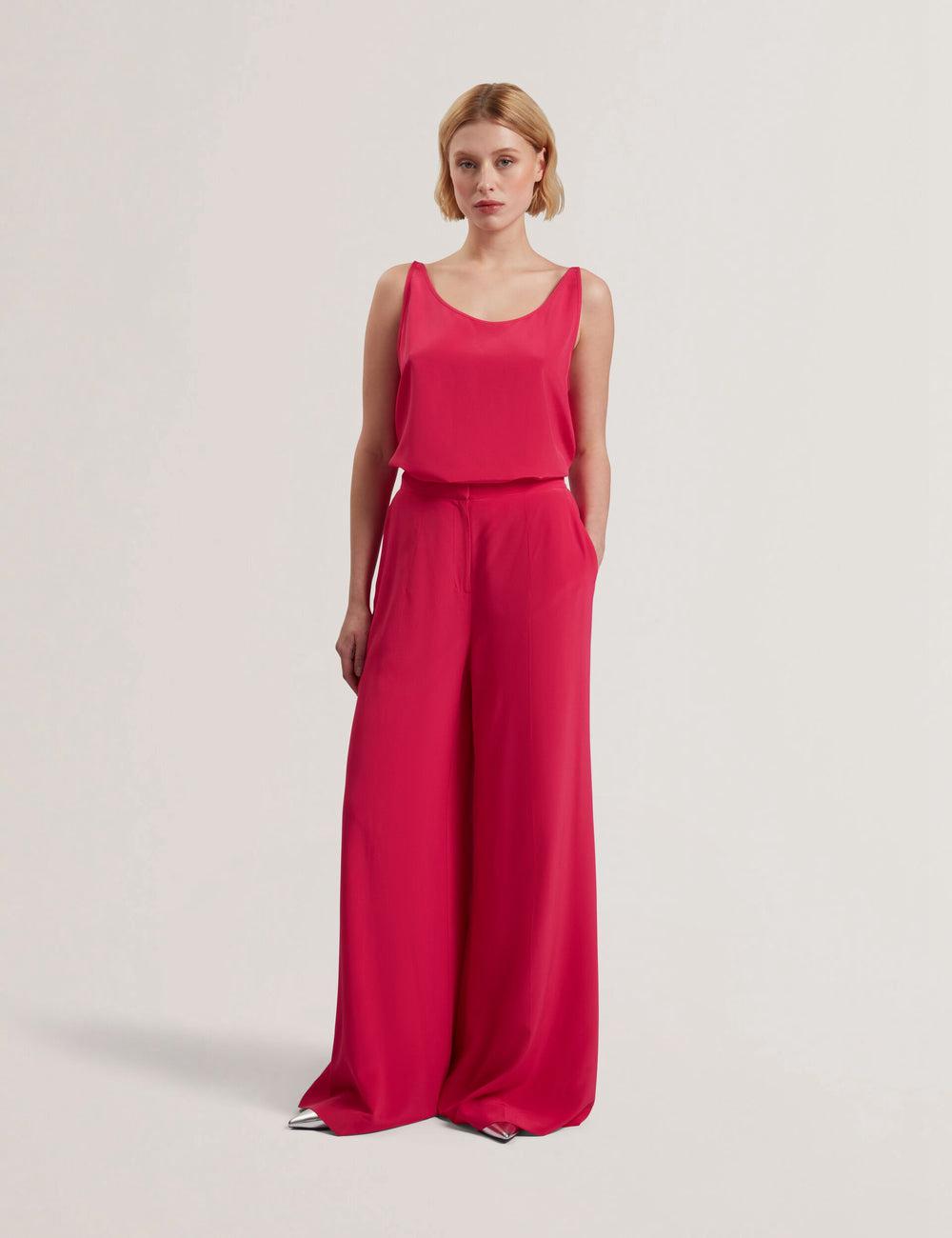 Ted Baker CARLOET - Silk Wide Leg Tailored Hosen Damen Fuchsie | FASBV-4798