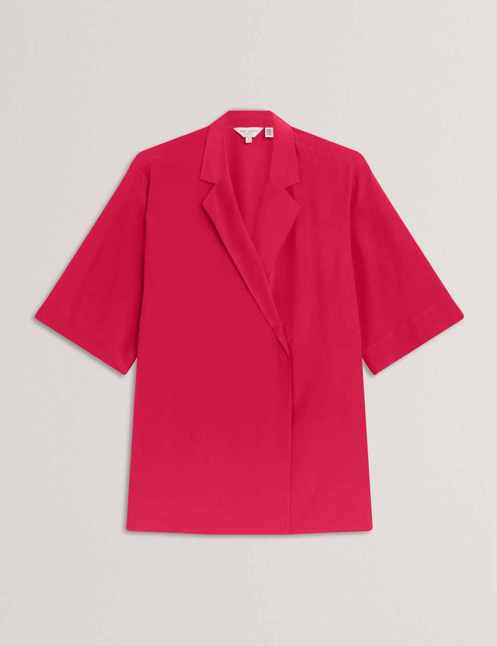 Ted Baker CARLOE - Silk Short Sleeve Blazer Damen Fuchsie | LJHTV-8056